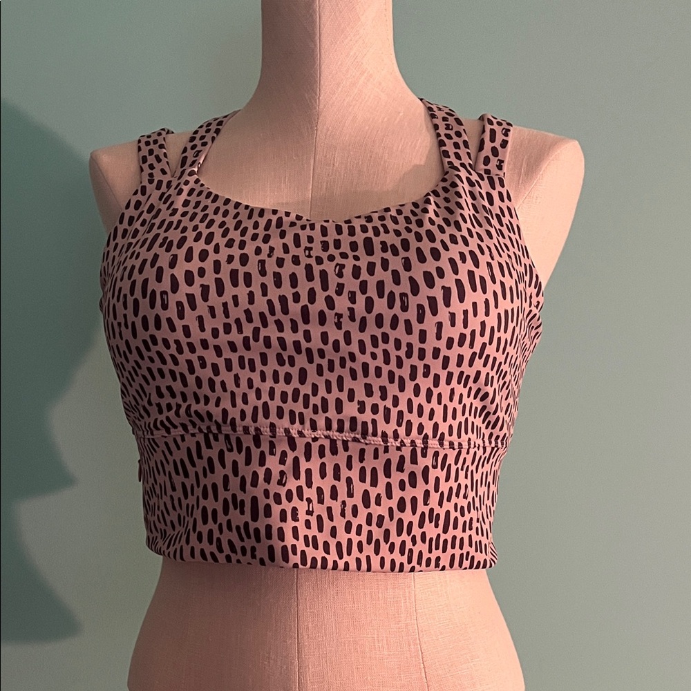 Beige and brown  Printed Crop Tank Top with Double Strap. Senita athletics 
XL